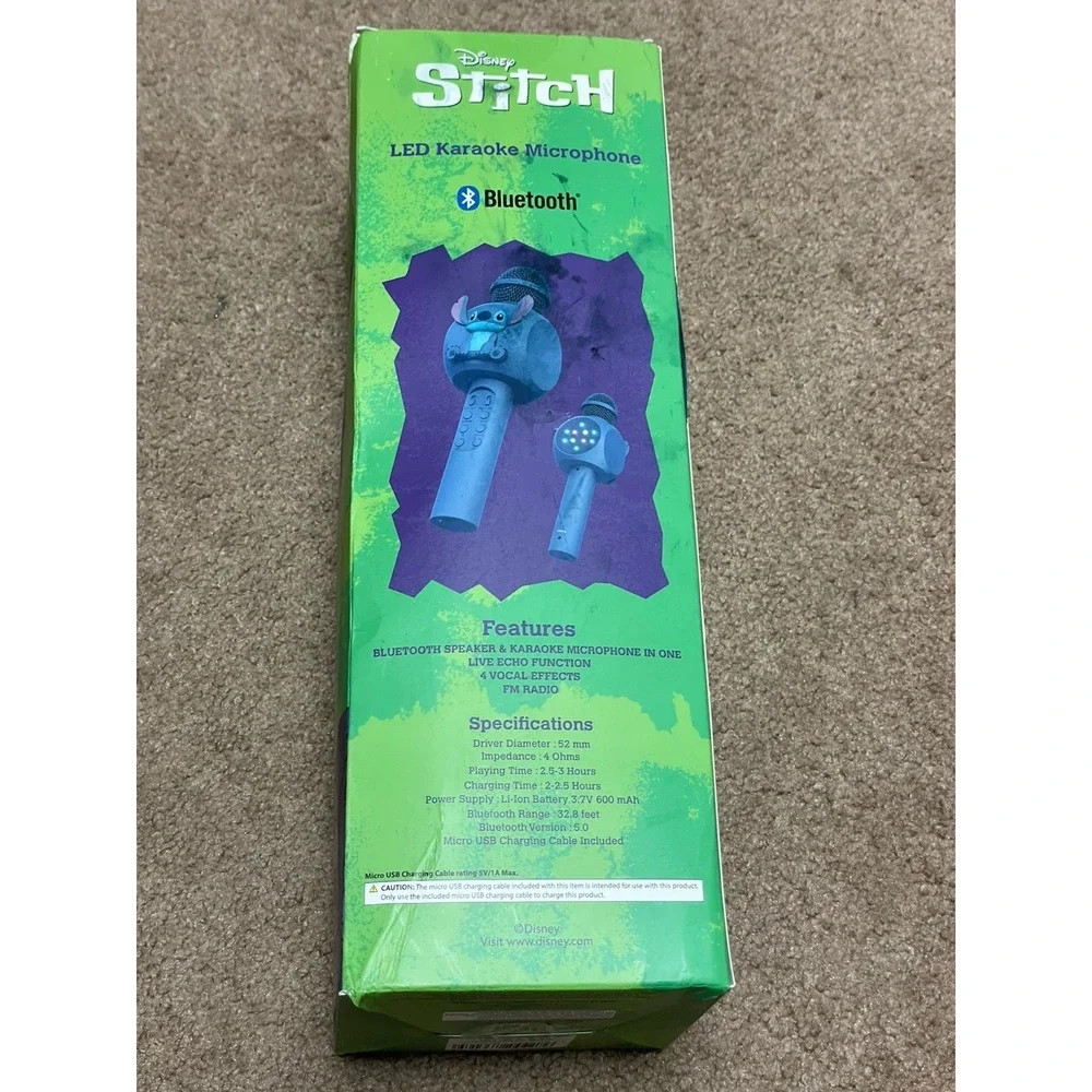 Disney Stitch Bluetooth LED Karaoke Wireless‎ Microphone New In box Color Change